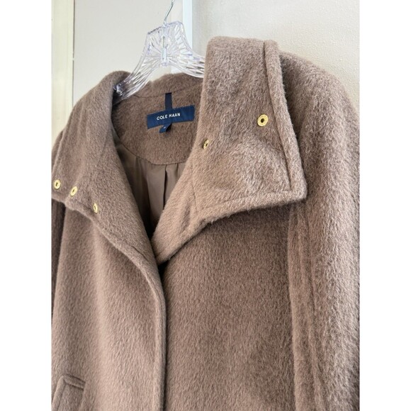 Cole Haan Women’s Wool Blend Coat 10 Brown Alpaca Blend Lined Mid Length Jacket - Picture 10 of 16